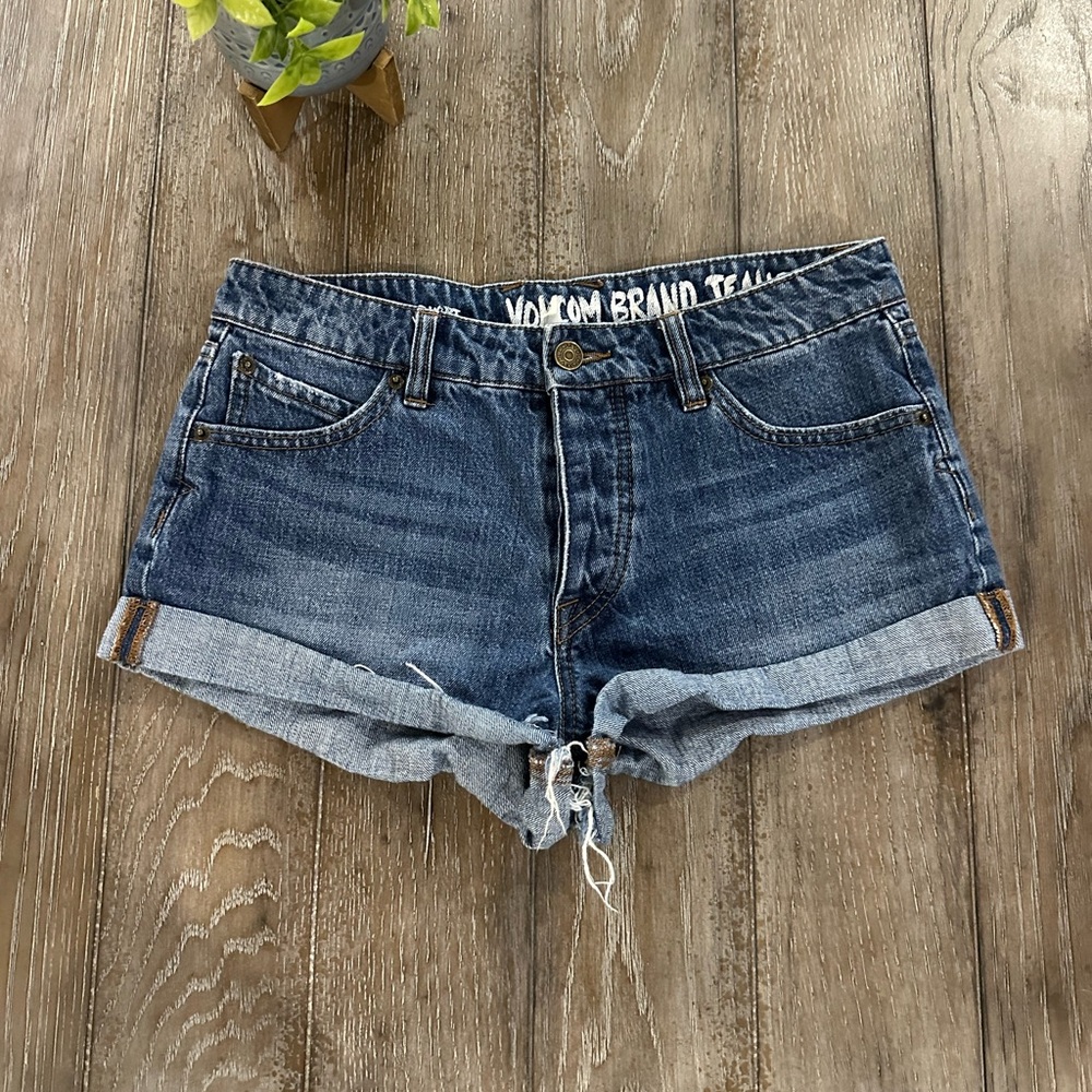 Volcom Women's Dark Blue Jean Shorts